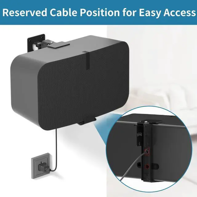 Alt view image 4 of 5 - Yibracki Heavy Duty Speaker Wall Mount for Sonos Five & Play 5 Gen 2 Speaker Mount,Tilt & Swivel Adjustable Speaker Mount for Sonos Play:5 & Sonos 5 Wall Mount, Brackets Hold to 35lbs,2 Pack,Black