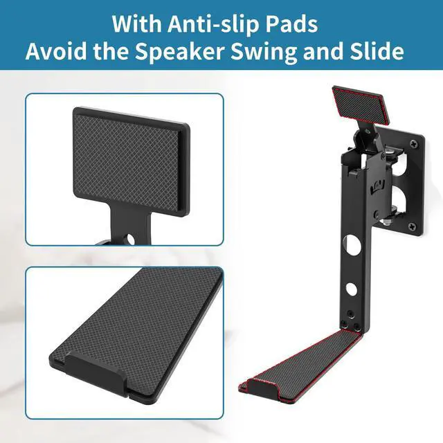 Alt view image 5 of 5 - Yibracki Heavy Duty Speaker Wall Mount for Sonos Five & Play 5 Gen 2 Speaker Mount,Tilt & Swivel Adjustable Speaker Mount for Sonos Play:5 & Sonos 5 Wall Mount, Brackets Hold to 35lbs,2 Pack,Black
