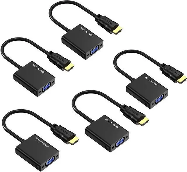 Main image of Yinker HDMI to VGA Adapter 5 Pack, HDMI to VGA Adapter Gold-Plated Male to Female, Converter Duplicate Extend Screen for Computer Desktop, Monitor, Projector, HDTV, Chromebook