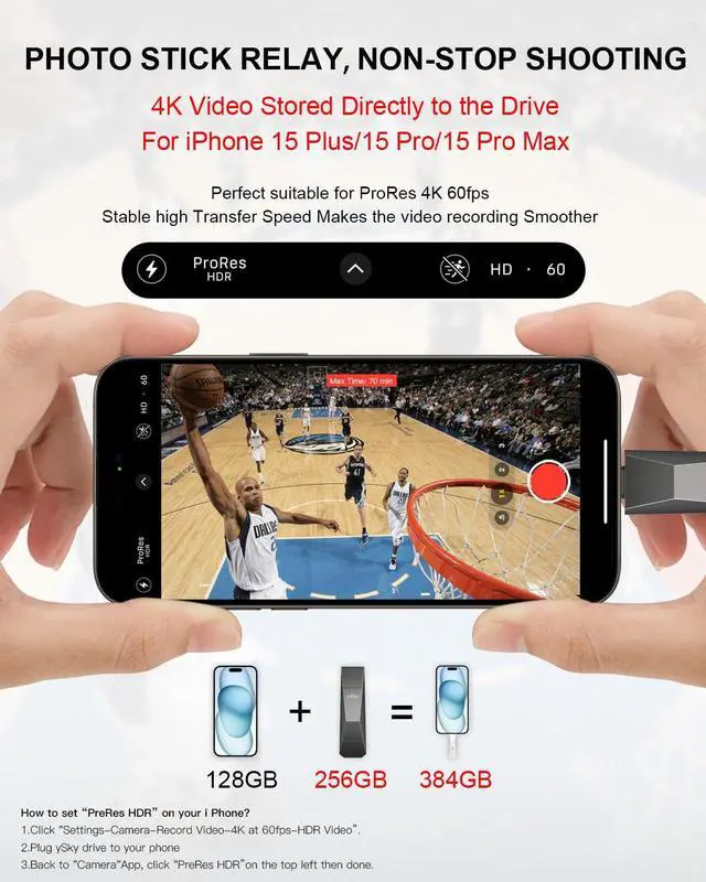 Alt view image 3 of 5 - ySky 256GB USB 3.2 Solid State Flash Drive 1000MB/s High Speed USB C+ USB 3.2 Gen2 Dual Interfaces Thumb Drive, USB C Memory Photo Stick for iPhone15/15 Plus/15 Pro/15 Pro Max/USB-C Phone,Laptop,Mac