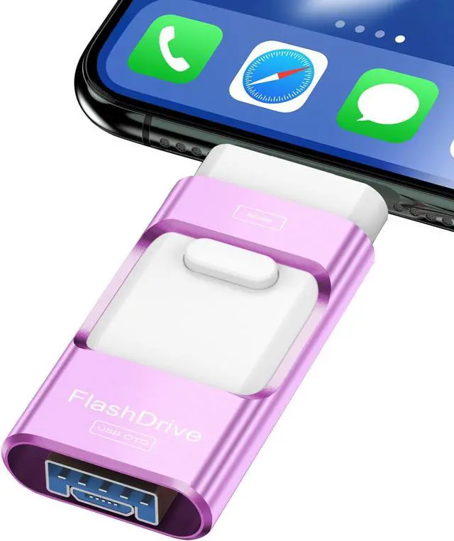 Main image of 256GB Flash Drive for iPhone Photo Stick,Thumb Drive USB Stick High Speed Transfer USB Drives External Picture Video Storage Memory Expansion for iPhone/iPad/PC (Purple)