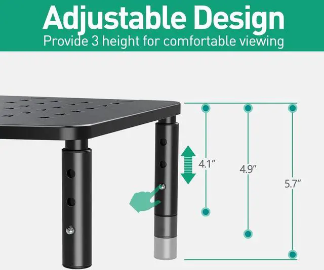 Alt view image 3 of 5 - Zimilar 2 Pack Monitor Stands Risers, 3 Height Adjustable Monitor Riser 2 Pack Monitor Stand Riser with Drawer