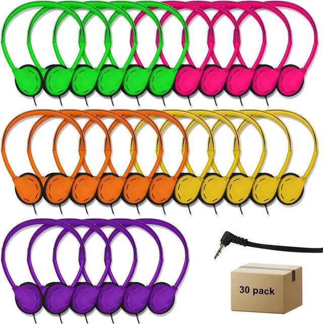 Main image of ZHENWAY 30 PACK Bulk Kids Classroom Headphones for School Travel or Home Use (MIX COLOR)