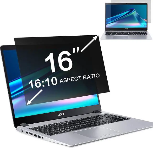 Main image of ZOEGAA 16 Inch Laptop Privacy Screen Filter for 16:10 Widescreen Display 13.54"x8.45" - Laptop Screen Privacy Shield and Anti Blue Light Anti Glare Screen Protector