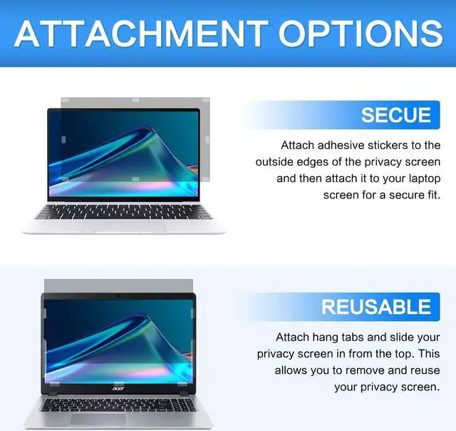 Alt view image 5 of 5 - ZOEGAA 16 Inch Laptop Privacy Screen Filter for 16:10 Widescreen Display 13.54"x8.45" - Laptop Screen Privacy Shield and Anti Blue Light Anti Glare Screen Protector