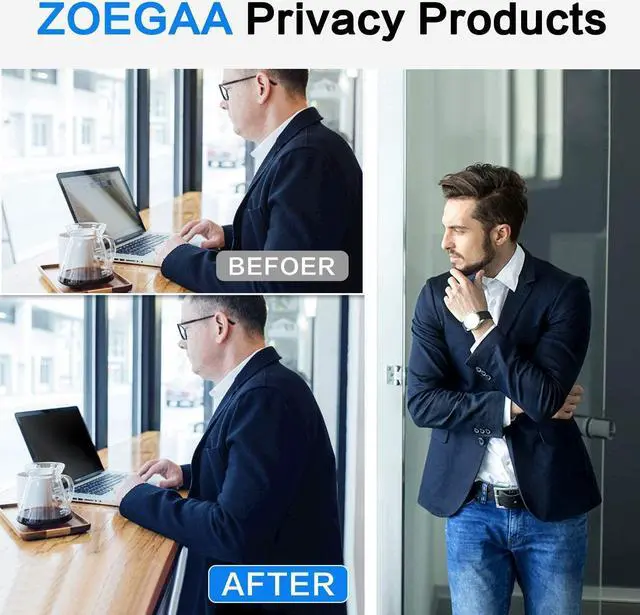 Alt view image 4 of 5 - ZOEGAA 16 Inch Laptop Privacy Screen Filter for 16:10 Widescreen Display 13.54"x8.45" - Laptop Screen Privacy Shield and Anti Blue Light Anti Glare Screen Protector