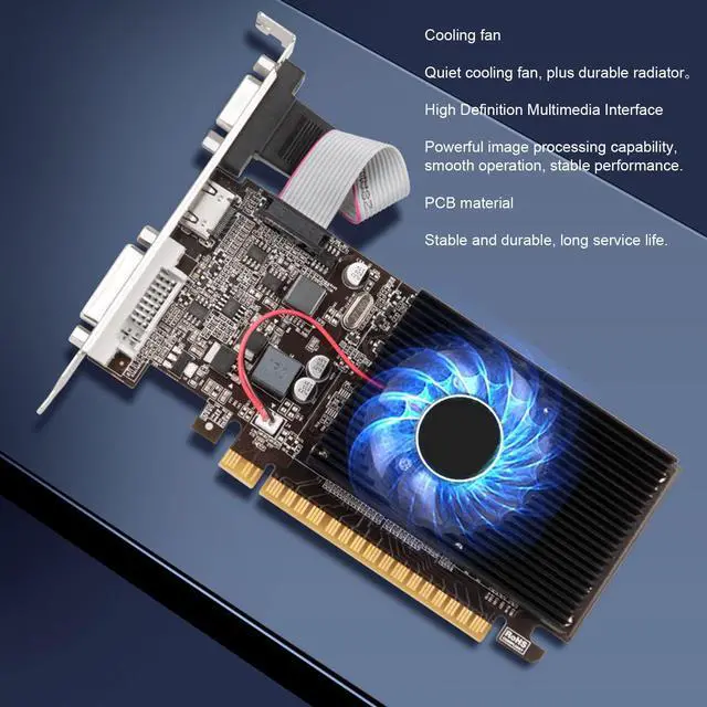 Alt view image 2 of 5 - Zopsc GT610 2GB Graphics Card for Gaming PC, with HDMI VGA DVI Port, PCI Express X16 1.1 Fast Cooling 64bit Graphics Card for Desktop Computers.