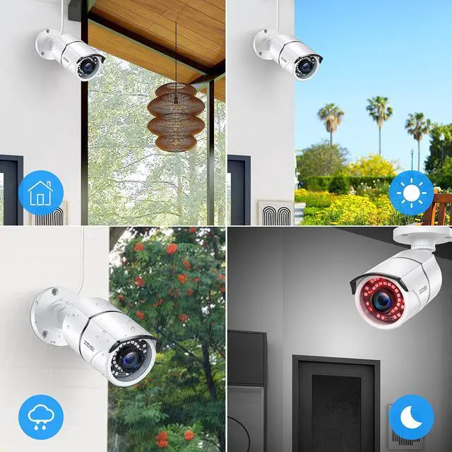 Alt view image 5 of 5 - ZOSI 4 Pack 2MP 1080p HD-TVI Home Security Camera Outdoor Indoor 1920TVL,36PCS LEDs,120ft Night Vision, 105degView Angle, Weatherproof Surveillance CCTV Bullet Camera