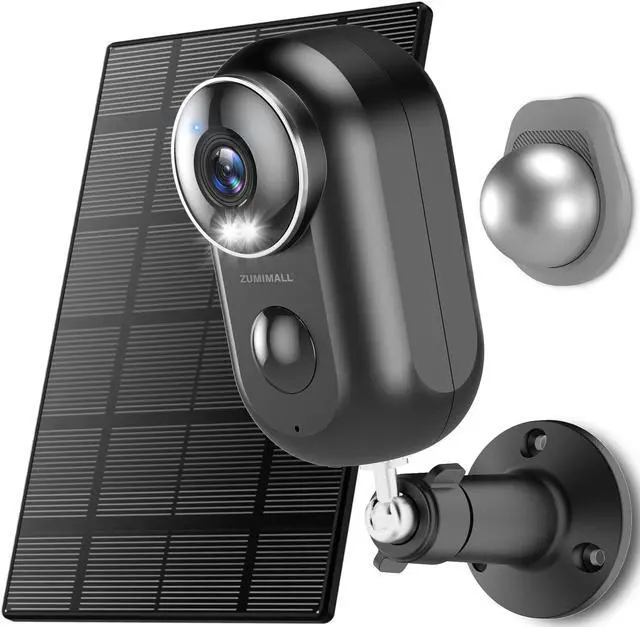 Main image of ZUMIMALL Security Cameras Wireless Outdoor, 2K Solar Cameras for Home Security with Magnetic Mount, Color Night Vision, Spotlight & Siren, AI Detection, IP66, Free Loop Recording, 2.4G WiFi Only