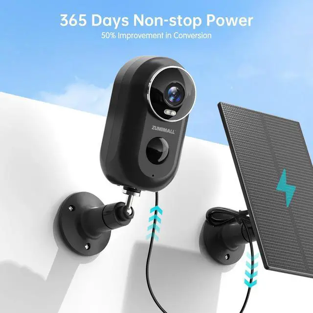 Alt view image 3 of 5 - ZUMIMALL Security Cameras Wireless Outdoor, 2K Solar Cameras for Home Security with Magnetic Mount, Color Night Vision, Spotlight & Siren, AI Detection, IP66, Free Loop Recording, 2.4G WiFi Only
