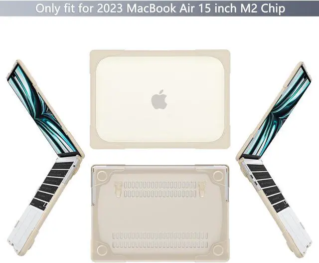 Alt view image 2 of 5 - Batianda for M3 MacBook Air 15 inch Case 2024 A3114 A2941 (M2) 2023,Heavy Duty Shockproof Protective Hard Shell with Fold Kickstand & Keyboard Cover Screen Protector for Enhanced Durability, Khaki