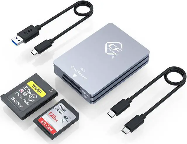 Main image of CFexpress Type A and SD Dual-Slot Memory Card Reader, 10Gbps USB 3.2 Gen 2 Type A CFexpress Adapter Memory Card Reader with USB C to USB C/USB A Cable,Compatible with Windows/Mac/Linux/Android
