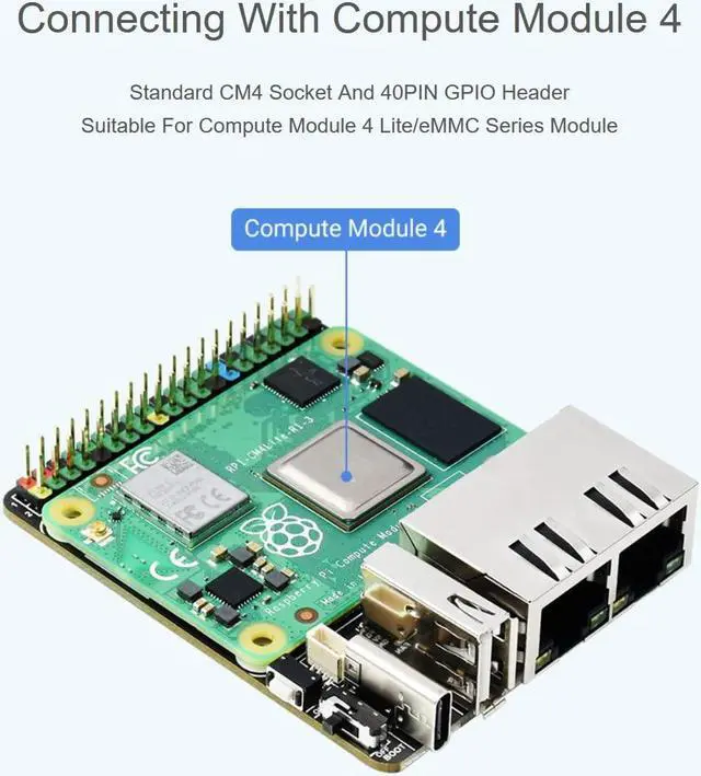 Alt view image 4 of 5 - Mini Dual Gigabit Ethernet Base Board for Raspberry Pi Compute Module 4 CM4, Onboard ETH/Micro SD/USB Interfaces, Suitable for Evaluating The Raspberry Pi CM4 or Being Integrated into End Products