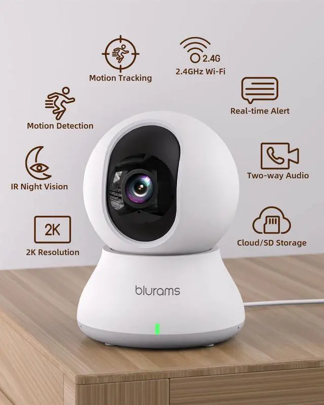 Alt view image 2 of 5 - blurams Indoor Camera Bundle Set with ONE 64GB SD Card for Home Security w/Motion Tracking, Phone App, 2-Way Audio, IR Night Vision, Siren, Compatible with Alexa