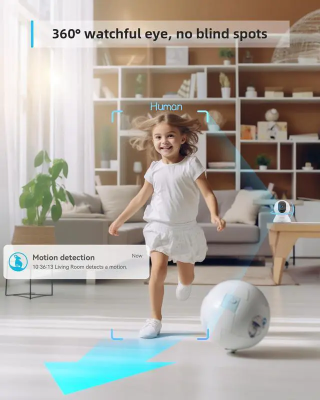 Alt view image 4 of 5 - blurams Indoor Camera Bundle Set with ONE 64GB SD Card for Home Security w/Motion Tracking, Phone App, 2-Way Audio, IR Night Vision, Siren, Compatible with Alexa