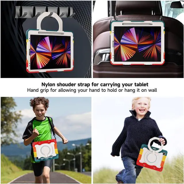 Alt view image 5 of 5 - ROISKIN for iPad Pro 12.9 inch Case (6th/5th/4th/3rd generation)with Screen Protector for Kids, 360 Kickstand,Handle, Pencil Holder,Shoulder Strap[15ft Drop Protection]Heavy Duty Rugged 12.9 iPad Case