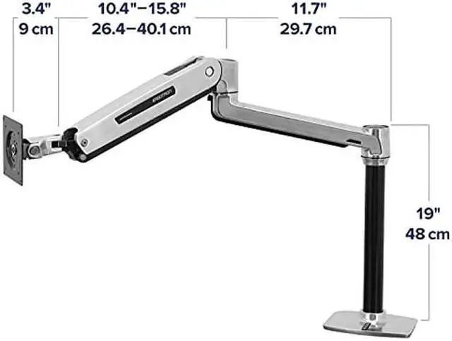Alt view image 4 of 5 - Ergotron - LX Sit-Stand Single Monitor Arm, VESA Desk Mount - for Monitors Up to 42 Inches, 7 to 25 lbs - Polished Aluminum