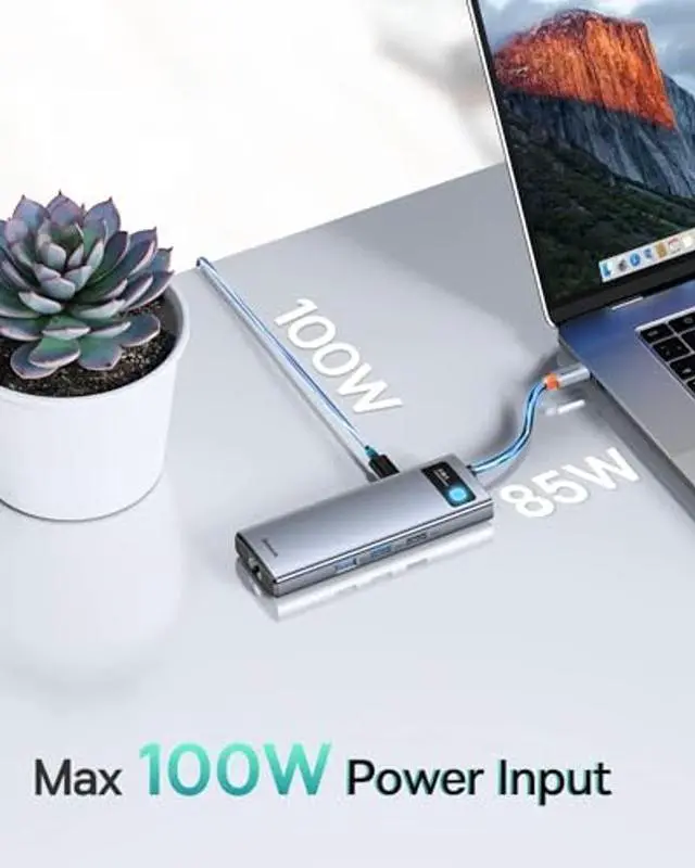 Alt view image 5 of 5 - Baseus Laptop Docking Station Dual Monitor 4K@120Hz, 9 in 1 USB C Hub with 2 HDMI, 1000Mbps LAN, 100W PD, 3 USB, SD Card Reader, USB C Dock Compatible with iPhone 15/Mac/Dell/HP/Surface/Steam Deck