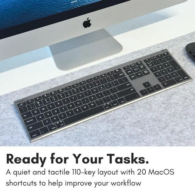 Alt view image 5 of 5 - Macally Wireless Bluetooth Keyboard for Mac - Compatible Apple Keyboard Wireless for Mac iOS PC Android - Switch Between 3 Devices with Multi Device Mac Bluetooth Keyboard for MacBook Pro/Air, iMac