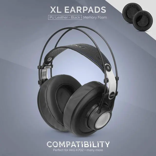 Alt view image 2 of 5 - Brainwavz XL Large Replacement Memory Foam Earpads - Suitable for Many Other Large Over The Ear Headphones - Sennheiser, AKG, HifiMan, ATH, Philips, Fostex, Sony (Black Pleather)