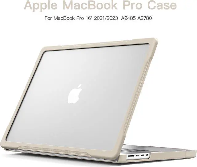 Alt view image 3 of 5 - Batianda Ultimate Protection Case for New M3 MacBook Pro 16 inch Model A2991/A2780 (M2 M1 Pro/Max Chip) 2023 2021 Release Matte Carbon Fiber Edges Shockproof with Keyboard Cover Screen Protector,Khaki