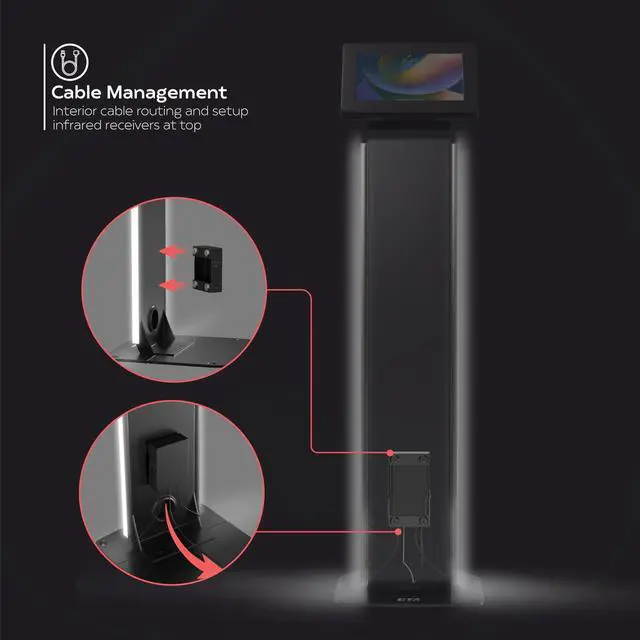 Alt view image 5 of 5 - Kiosk Floor Stand w/Led Lights - CTA Locking Kiosk Stand w/Led Lights Add On for iPad Air 11" M2 (2024) - iPad Pro 11" M4 (2024) - iPad 10th Gen 10.9" - Galaxy Tablets & More - Black (PAD-LEDPARAF)