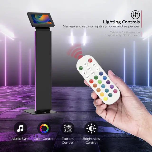 Alt view image 3 of 5 - Kiosk Floor Stand w/Led Lights - CTA Locking Kiosk Stand w/Led Lights Add On for iPad Air 11" M2 (2024) - iPad Pro 11" M4 (2024) - iPad 10th Gen 10.9" - Galaxy Tablets & More - Black (PAD-LEDPARAF)