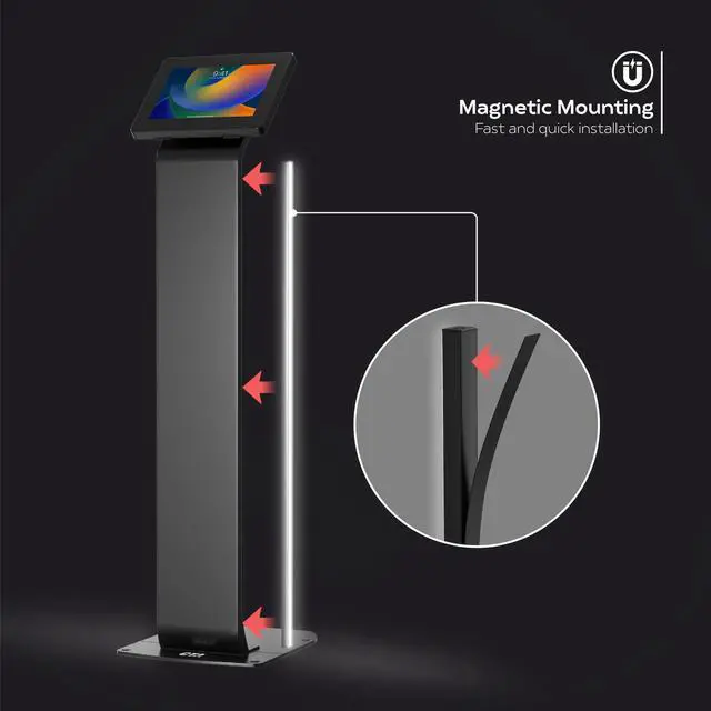 Alt view image 4 of 5 - Kiosk Floor Stand w/Led Lights - CTA Locking Kiosk Stand w/Led Lights Add On for iPad Air 11" M2 (2024) - iPad Pro 11" M4 (2024) - iPad 10th Gen 10.9" - Galaxy Tablets & More - Black (PAD-LEDPARAF)