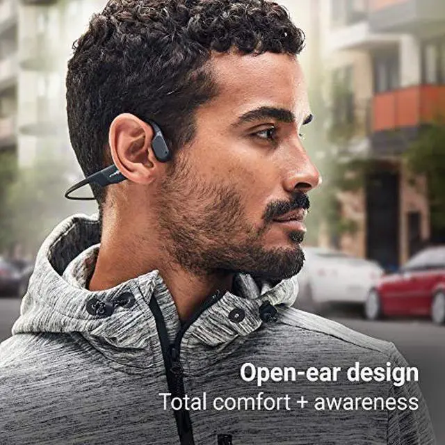 Alt view image 2 of 5 - Aftershokz Aeropex (Rebranded as Shokz OpenRun) - Open-Ear Bluetooth Bone Conduction Sport Headphones - Sweat Resistant Wireless Earphones for Workouts and Running - Built-in Mic
