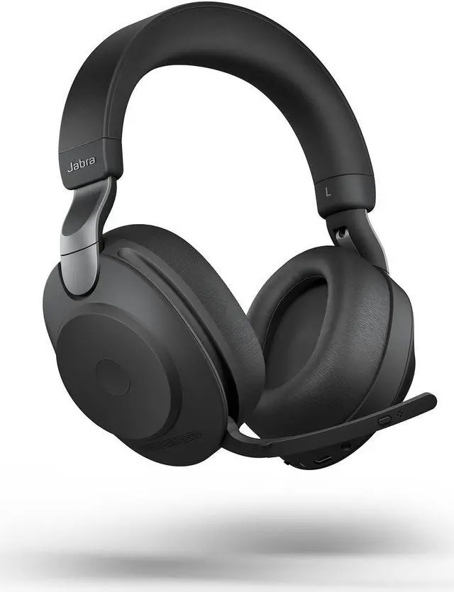 Main image of Jabra Evolve2 85 UC Wireless Headphones with Link380c, Stereo, Black - Wireless Bluetooth Headset for Calls and Music, 37 Hours of Battery Life, Advanced Noise Cancelling Headphones