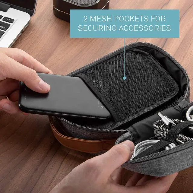 Alt view image 3 of 5 - UT Wire Pocket for Gadgets - Trifold Travel Case Organizer Pouch Padded for Electronics Accessories, Cables, Tech Gear in Grey