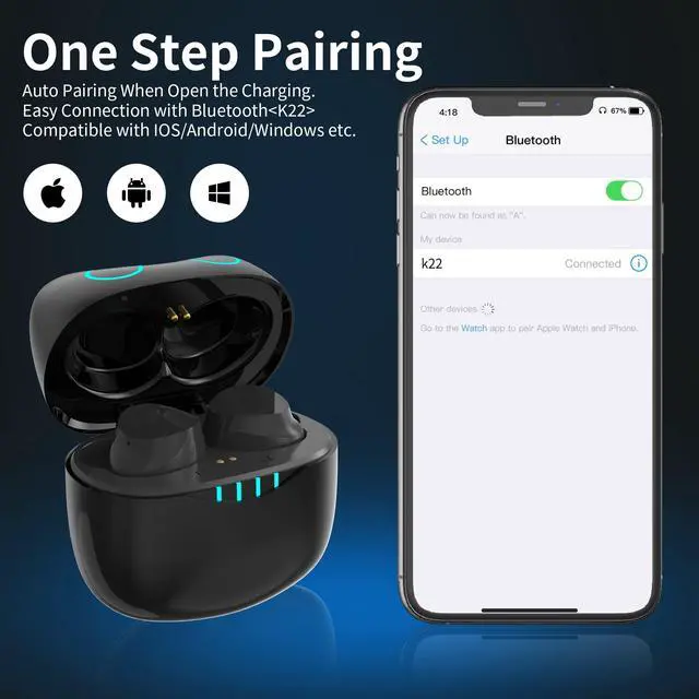 Alt view image 3 of 5 - AMAFACE Small Wireless Earbuds,MiNi Headphones 36H Playtime IPX5 Waterproof Stereo Earphone Cordless Sport Headsets, Bluetooth Earbuds with Mic