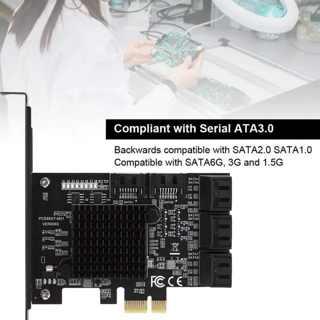 Alt view image 2 of 5 - ASHATA PCIE SATA Card,PCI-E to SATA3.0 Controller Expansion Board 8-Port SATA3.0 Interface Expansion Card,PCI-E SATA Adapter Card Fit for Windows 7/8/XP/10