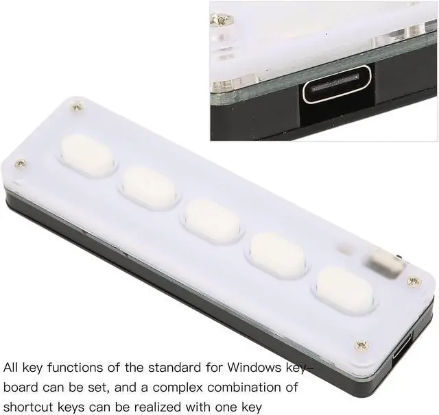 Alt view image 2 of 5 - ASHATA 5 Keys Programmable Keypad, USB Wired Bluetooth Dual Mode Mini Silicone Mute DIY Programmable Gaming Keyboard for Office Music Industrial Control, Laboratory, etc(White)