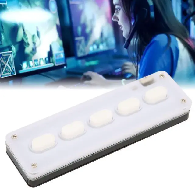 Alt view image 5 of 5 - ASHATA 5 Keys Programmable Keypad, USB Wired Bluetooth Dual Mode Mini Silicone Mute DIY Programmable Gaming Keyboard for Office Music Industrial Control, Laboratory, etc(White)