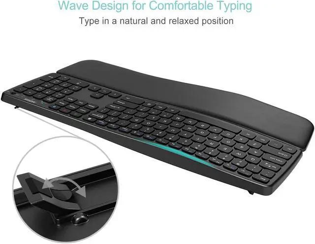 Alt view image 3 of 5 - Arteck Multi-Device Comfortable Wireless Bluetooth Keyboard with Nano USB-A, USB-C Type C Receiver Palm Wrist Rest Full Size Keyboard for Windows iPad OS Android, Computer Desktop Laptop PC Tablet