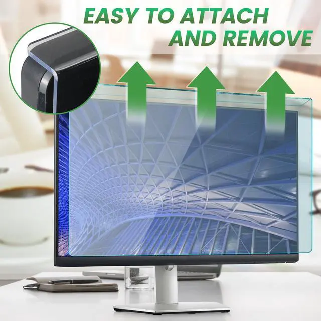 Alt view image 3 of 5 - F FORITO 23-24 inch Blue Light Blocking Hanging Screen Protector Panel, Eye Protection Anti Blue Light Acrylic Filter for 23, 23.6, 23.8, 24" Diagonal Widescreen LED LCD PC Monitor