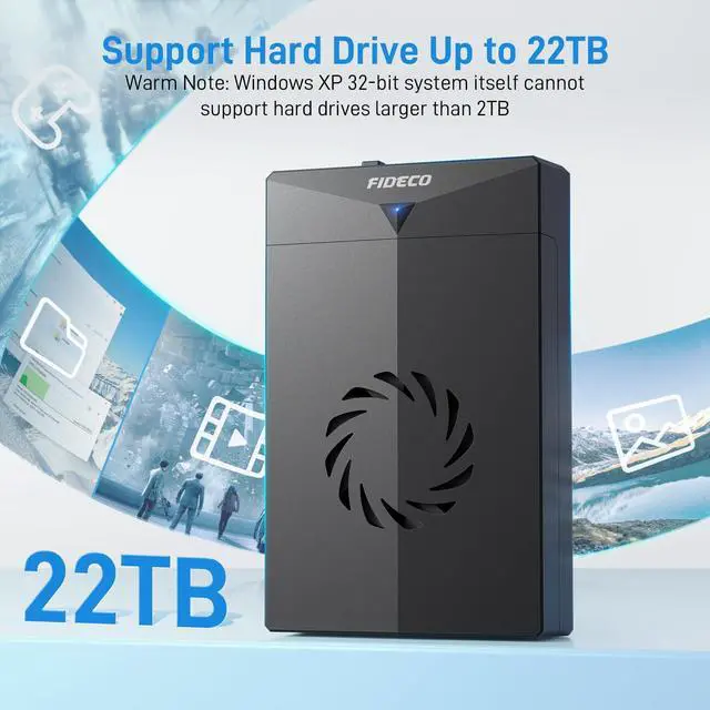 Alt view image 5 of 5 - FIDECO Hard Drive Enclosure, USB 3.0 to SATA Hard Drive Docking Station for 3.5 or 2.5 inch SATA HDD SSD with Cooling Fan, 12V Power Adapter Included, Support UASP