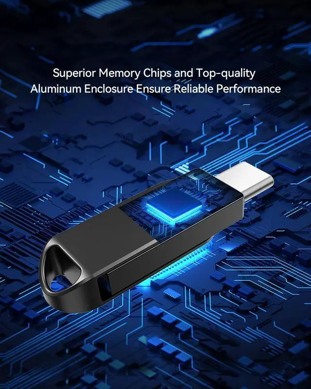 Alt view image 4 of 4 - Orlian 128GB 2-Pack USB C Flash Drive, Dual Drive USB 3.0 and Type C Thumb Drive Up to 110MB/s Read Metal Waterproof Portable for PC Laptop Tablet Android Smartphone iPhone 15 and More, Black