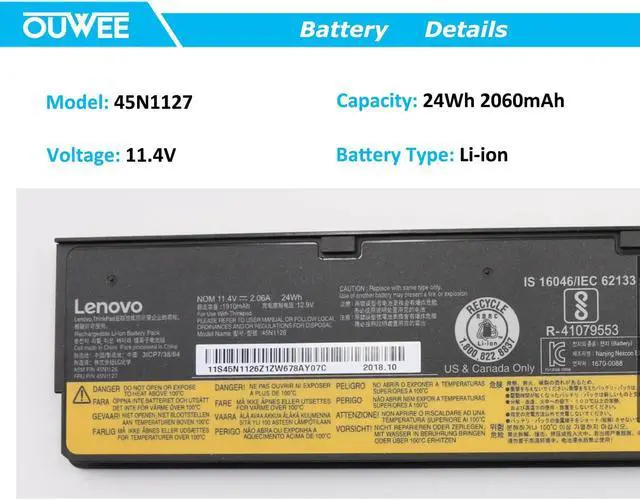 Alt view image 2 of 5 - OUWEE 45N1126 45N1775 45N1127 Laptop Battery Compatible with Lenovo ThinkPad A275 X240 X250 X260 X270 T440 T450 T460 T470P L450 L460 T550 T560 W550 P50S Series 45N1124 45N1136 45N1738 45N1777 68 24Wh