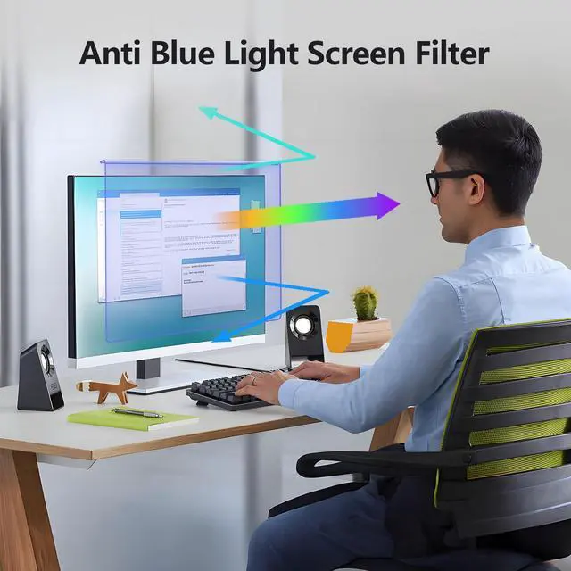 Alt view image 4 of 5 - Anti Blue Light Screen Protector for 20, 20.2, 21.5, 21.6, 22 Inches - 16:9 / 16:10 Aspect Ratio Computer Monitor Hanging Type Blue Light Blocking Filter Anti Scratch Eye Protection Shield for Desktop