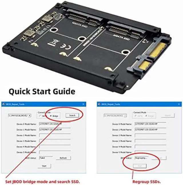 Alt view image 3 of 5 - NFHK Dual MSATA Mini-SATA SSD Card JOBD Raid0 Span Bridge to 2.5inch SATA Combo HDD Disk Drive Enclosure