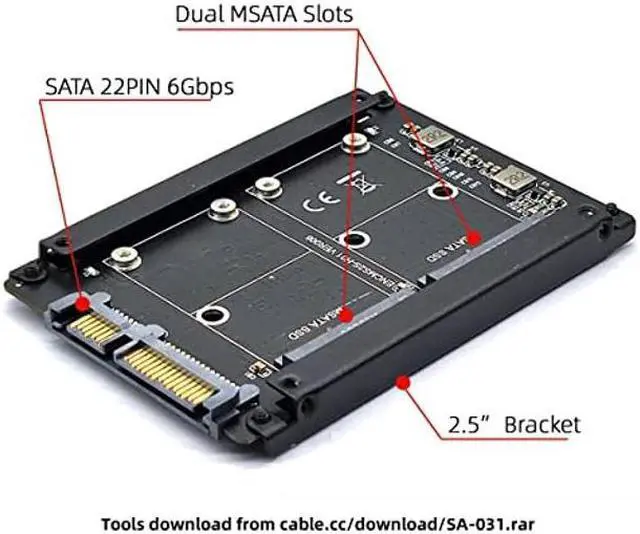 Alt view image 4 of 5 - NFHK Dual MSATA Mini-SATA SSD Card JOBD Raid0 Span Bridge to 2.5inch SATA Combo HDD Disk Drive Enclosure