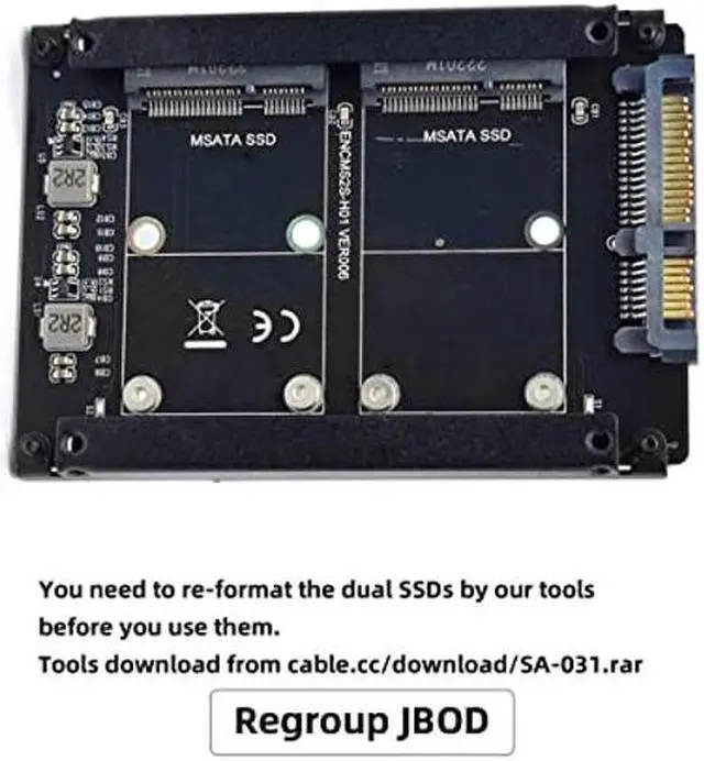 Alt view image 5 of 5 - NFHK Dual MSATA Mini-SATA SSD Card JOBD Raid0 Span Bridge to 2.5inch SATA Combo HDD Disk Drive Enclosure