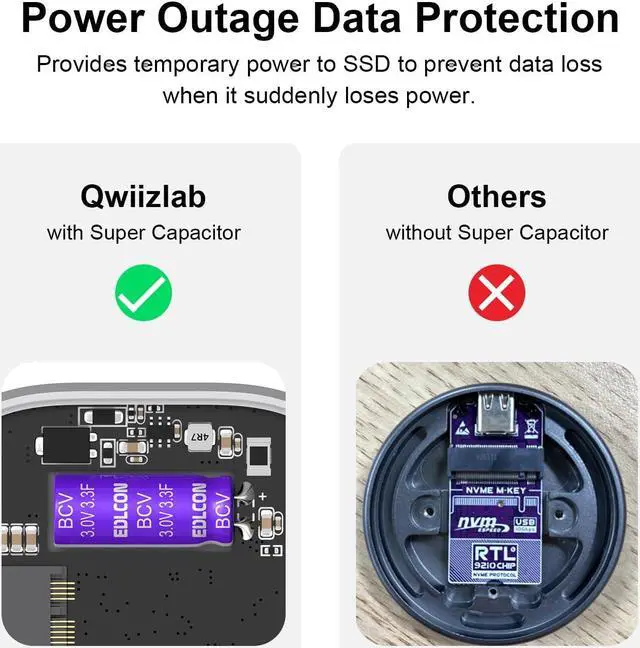 Alt view image 5 of 5 - QWIIZLAB Magnetic M.2 NVMe SSD Enclosure with Magsafe for iPhone 15 Pro Max ProRes, 10Gbps USB 3.2 Type-C, Fits 2230 M-Key up to 2TB, Supports PCIe UASP, Rugged Aluminum Chassis (Gray)