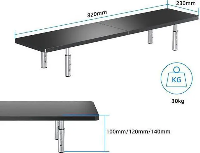 Alt view image 4 of 5 - suptek Wooden Monitor Stand Riser for Computer, Laptop, Printer, Notebook and Flat Screens, 800x230mm Vented Platform, Max 30kg, 3 Adjustable Heights with Extra Large Underneath Storage Space MST016L
