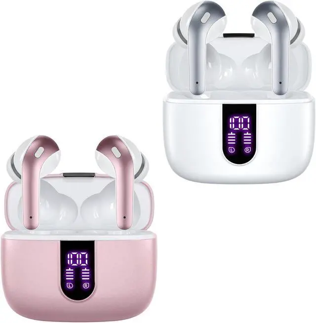 Main image of TAGRY 2 Sets X08 Pink and White Bluetooth Headphones True Wireless Earbuds 60H Playback Ear Buds with Wireless Charging Case in-Ear Earbuds with Mic