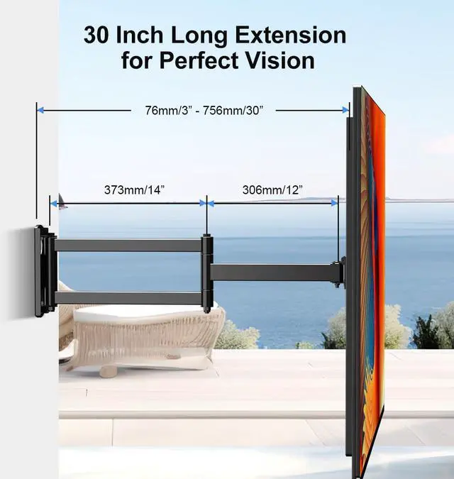 Alt view image 2 of 5 - Suptek Corner TV Wall Mount for Most 23"-60" TVs, Full Motion Long Arm TV Mount 30 inch Extension Articulating Wall Mount TV Bracket Max VESA 400x400mm, Smoothly Extendable, Holds up to 99 lbs A1S