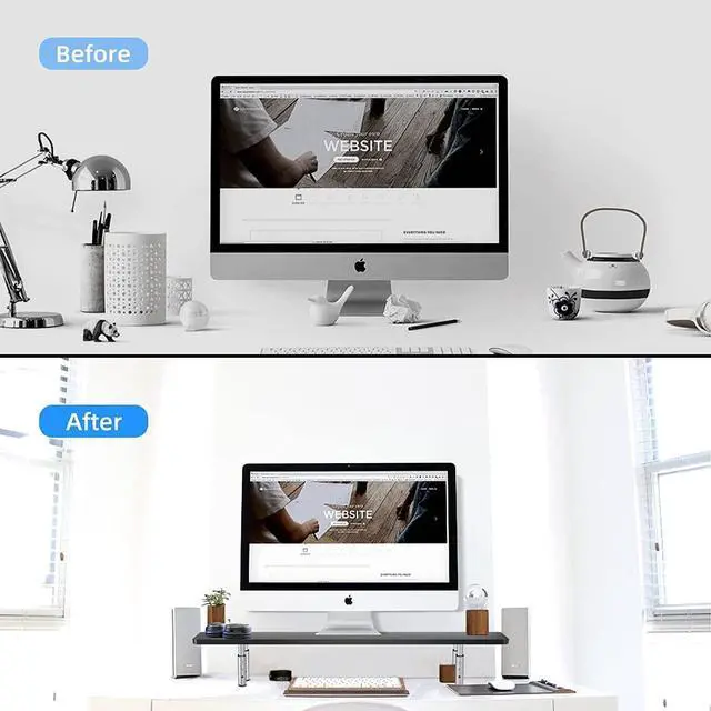 Alt view image 5 of 5 - suptek Wooden Monitor Stand Riser for Computer, Laptop, Printer, Notebook and Flat Screens, 800x230mm Vented Platform, Max 30kg, 3 Adjustable Heights with Extra Large Underneath Storage Space MST016L