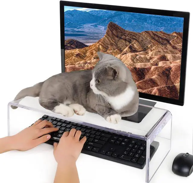 Main image of Anti-Cat Keyboard Cover, Laptop Keyboard Covers cat Proof, Clear Keyboard Protector, PC Desk Stand for Keyboard Storage Acrylic Monitor Stand Riser and Laptop Stand Riser (20"/7.1"/4.8")
